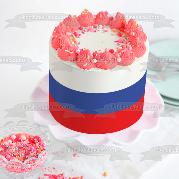 Tsardom of Russia Flag White Blue Red Horizontal Stripes Edible Cake Topper Image ABPID13407