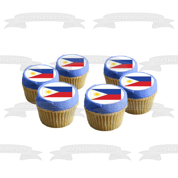 Flag of the Philippines Red Blue White Yellow Edible Cake Topper Image ABPID13449