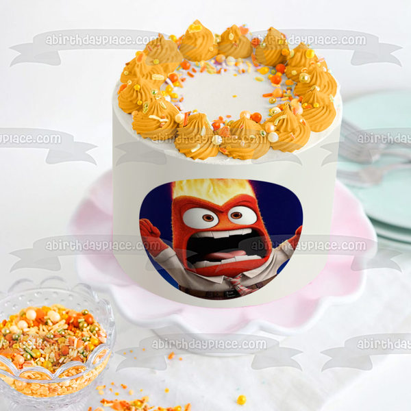 Inside Out Anger Blue Background Edible Cake Topper Image ABPID15019