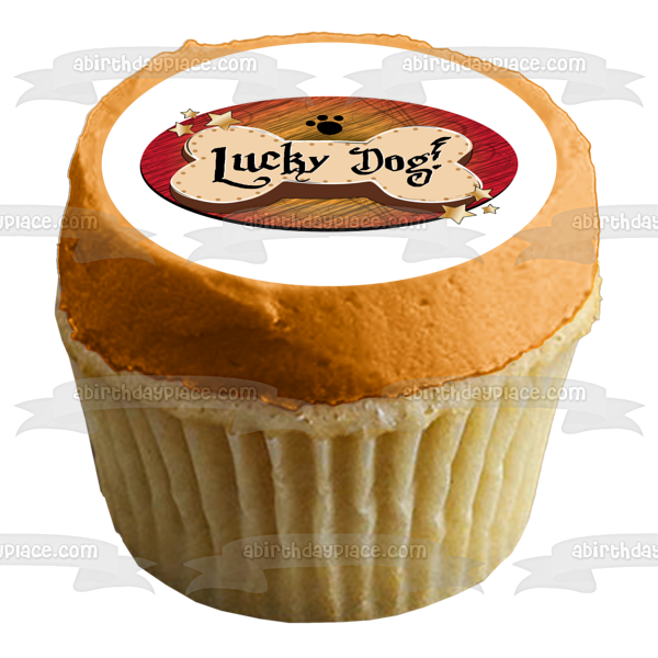 Lucky Dog Stars Dog Foot Print Edible Cake Topper Image ABPID13460