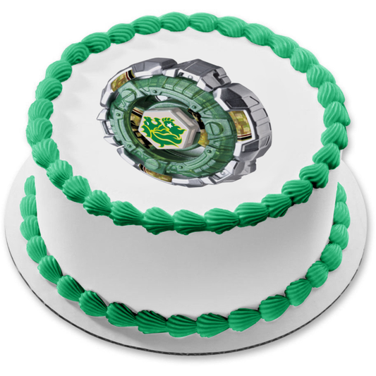 Beyblade Burst Evolution Green Fafnir F3 Edible Cake Topper Image ABPID15065