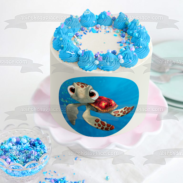 Disney Finding Nemo Squirt Turtle Ocean Background Edible Cake Topper Image ABPID15066