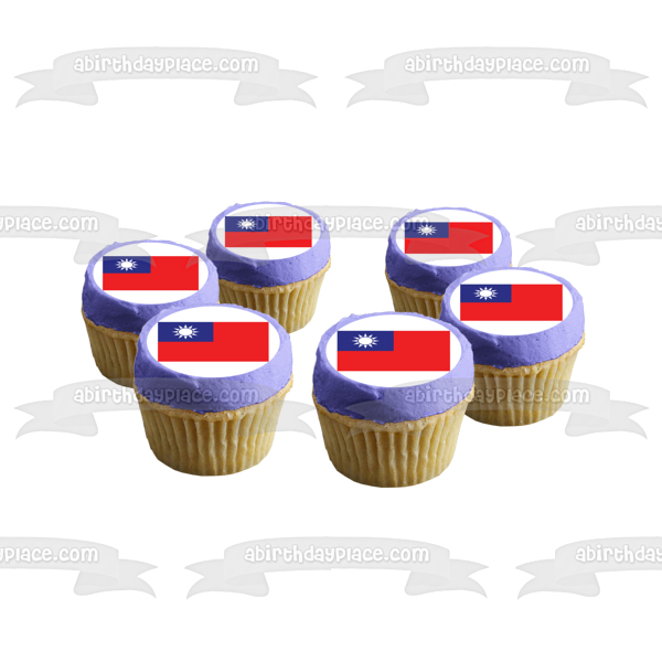 Flag of the Republic of China a Red Field Blue Canton White Disc Edible Cake Topper Image ABPID13488