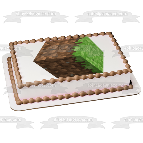 Imagen comestible para decoración de tarta con bloque de terreno de Minecraft ABPID00013 
