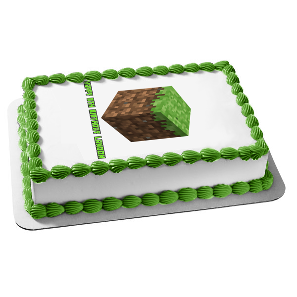 Imagen comestible para decoración de tarta con bloque de terreno de Minecraft ABPID00013 