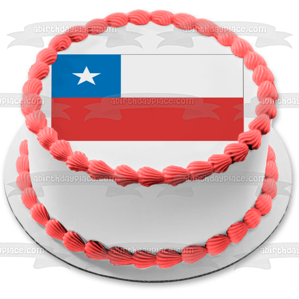 Flag of Chile Red White Blue White Star Edible Cake Topper Image ABPID13512