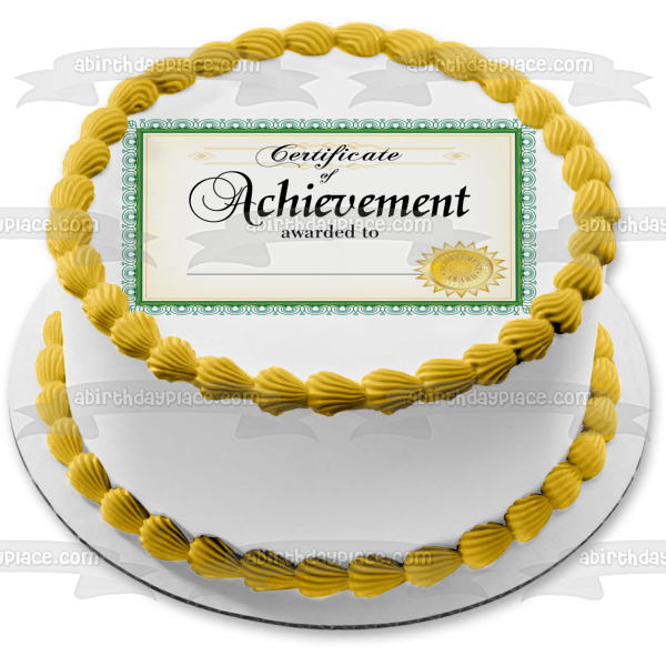 Certificate of Achievement Awarded to Gold Seal Edible Cake Topper Image ABPID13525