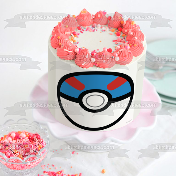 Pokemon Poke Ball Great Ball Edible Cake Topper Image ABPID15160