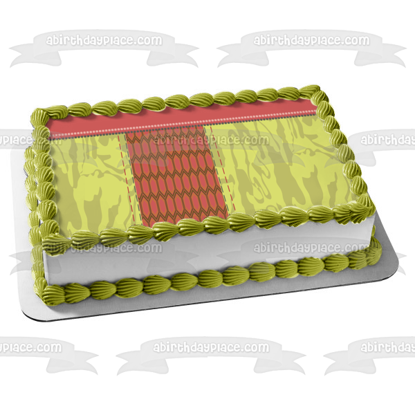 Green Camouflage Camo Pink Edges Edible Cake Topper Image ABPID13543