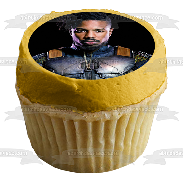 Black Panther Killmonger Black Background Edible Cake Topper Image ABPID15219