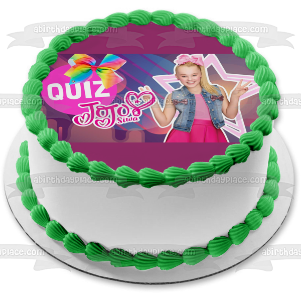 Jo Jo Siwa Quiz Hearts Stars Hairbows Edible Cake Topper Image ABPID15222