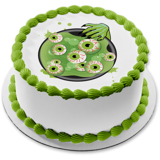 Monster Eyeballs Witch Hand Bubbles Edible Cake Topper Image ABPID13580