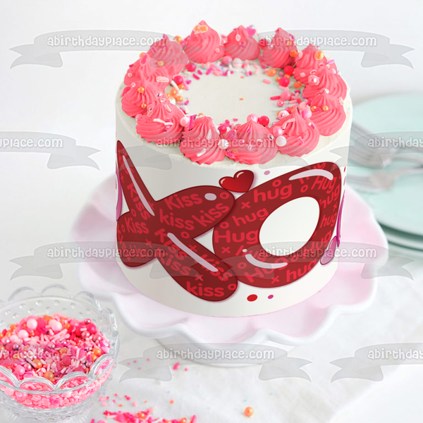 Xo Kiss Hug Hearts Edible Cake Topper Image ABPID13584