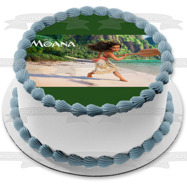 Disney Moana Ocean Mountains Sand Edible Cake Topper Image ABPID15373