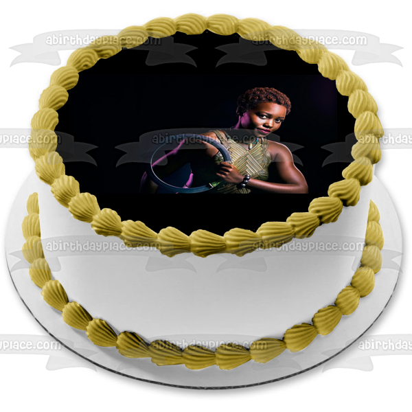 Black Panther Marvel Nakia Black Background Edible Cake Topper Image ABPID15434