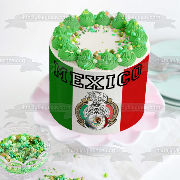Mexico World Cup Flag Edible Cake Topper Image ABPID20649