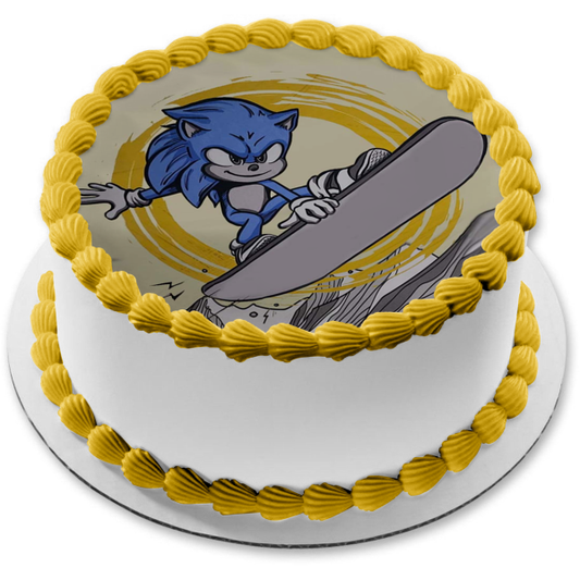 Sonic the Hedgehog Snowboarding Edible Cake Topper Image ABPID56265