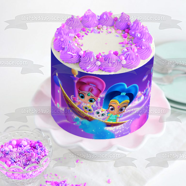 Shimmer and Shine Pets Magic Flying Carpet Castles Background Edible Cake Topper Image ABPID21755