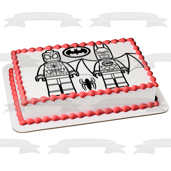 Marvel Spider-Man Batman and Logos Black and White Edible Cake Topper Image ABPID22068