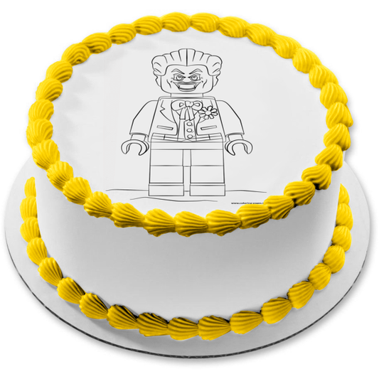 DC Comics the LEGO Joker Adorno comestible para tarta en blanco y negro Imagen ABPID22100 