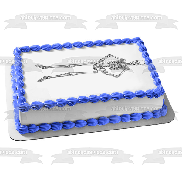 Cartoon Skeleton Black and White Edible Cake Topper Image ABPID22102