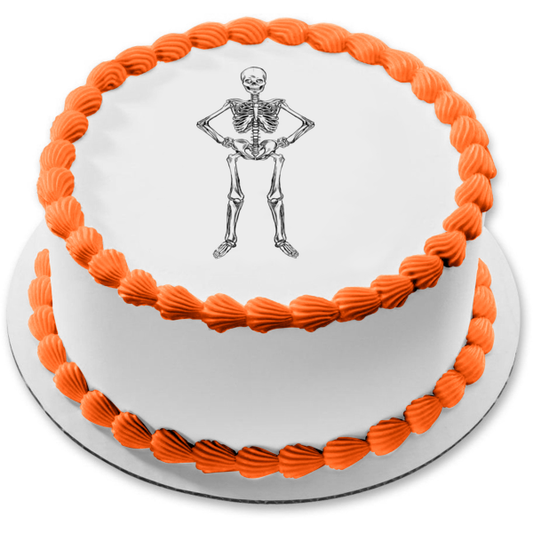 Cartoon Skeleton Black and White Edible Cake Topper Image ABPID22102