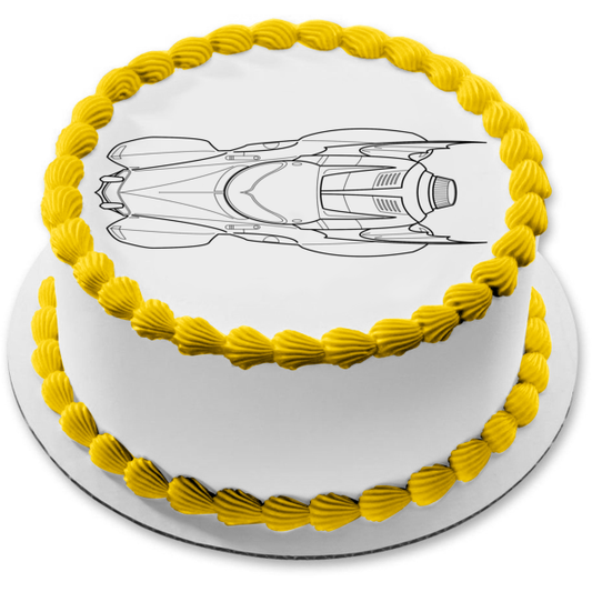 DC Comics Batimóvil blanco y negro adorno comestible para tarta imagen ABPID22119 