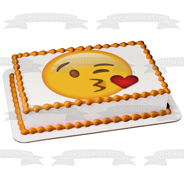 Kiss Emoji Heart Edible Cake Topper Image ABPID21900