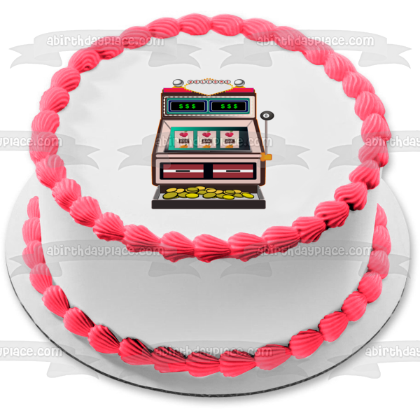 Casino Slot Machine Gold Coins Edible Cake Topper Image ABPID21917