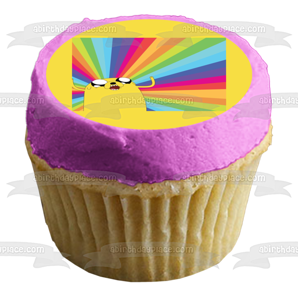 Adventure Time Jake the Dog Rainbow Background Edible Cake Topper Image ABPID22172