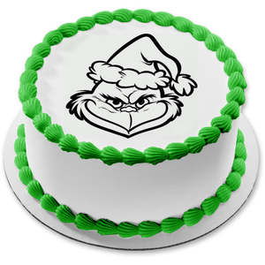 The Grinch Black and White Drawing Edible Cake Topper Image ABPID21956