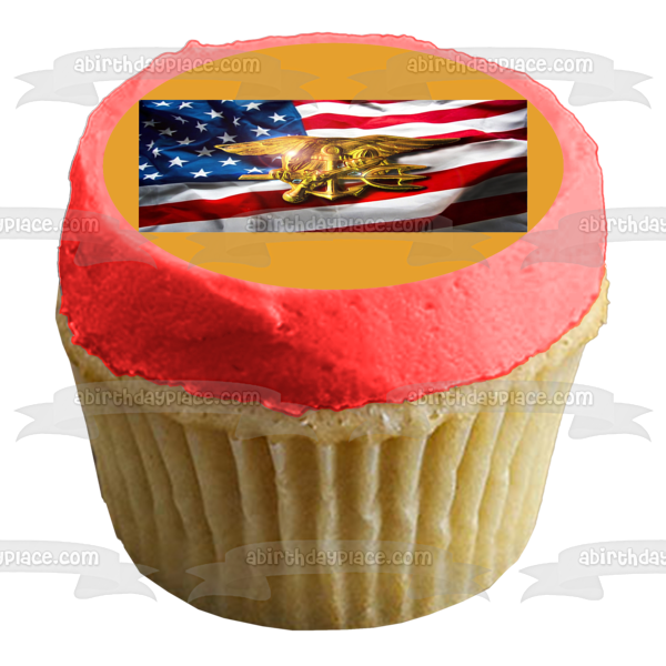 United States Military Navy Seal American Flag Edible Cake Topper Image ABPID22332