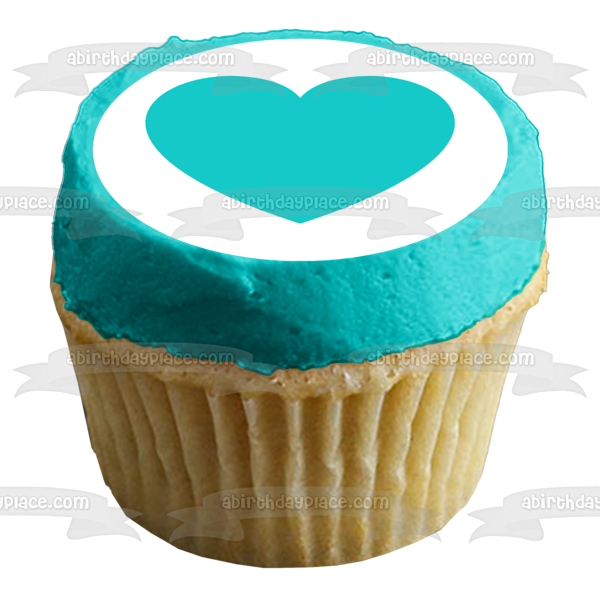 Blue Heart Edible Cake Topper Image ABPID22400
