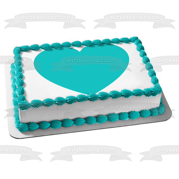Blue Heart Edible Cake Topper Image ABPID22400