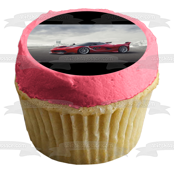 Red Race Car #10 Grey Sky Background Edible Cake Topper Image ABPID24336