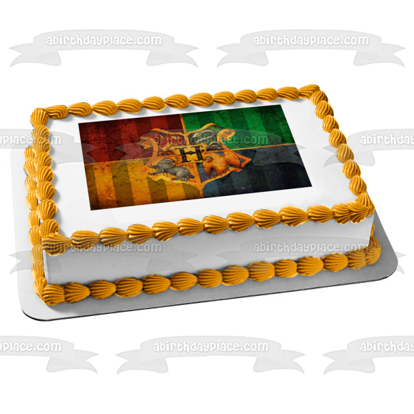 Harry Potter Crest Gryffindor Hufflepuff Ravenclaw Slytherin Edible Cake Topper Image ABPID25010