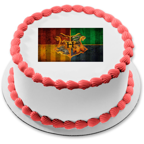 Harry Potter Crest Gryffindor Hufflepuff Ravenclaw Slytherin Edible Cake Topper Image ABPID25010