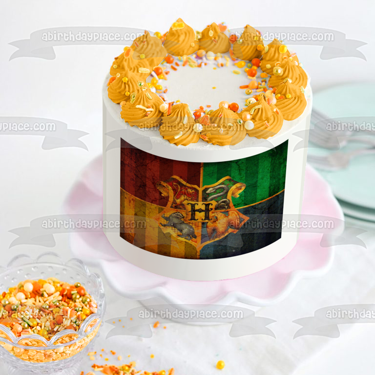 Harry Potter Crest Gryffindor Hufflepuff Ravenclaw Slytherin Edible Cake Topper Image ABPID25010