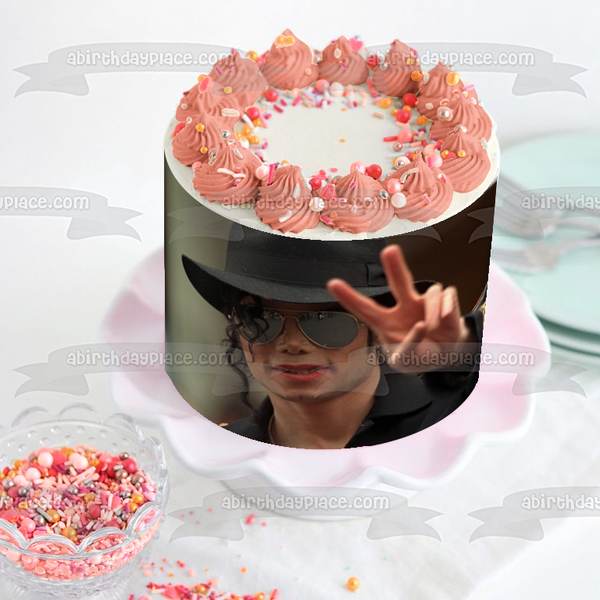 Michael Jackson Peace Sign Edible Cake Topper Image ABPID26857