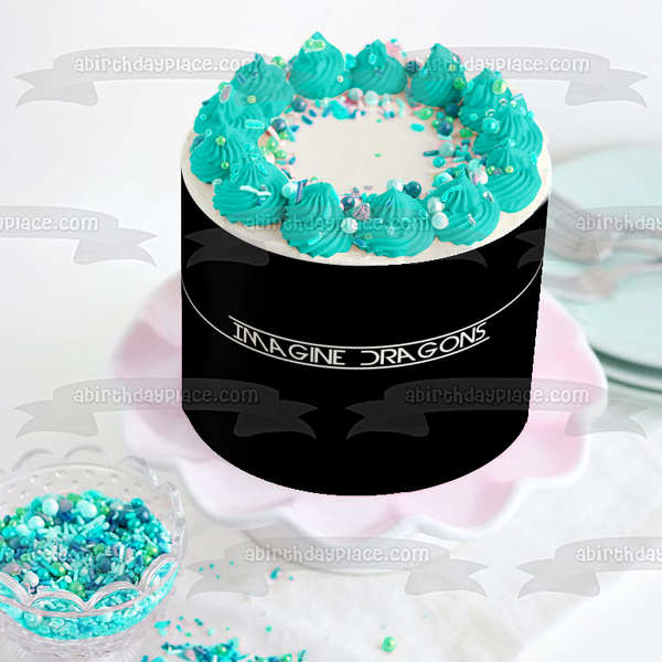 Imagine Dragons Band Name Black and White Edible Cake Topper Image ABPID26860