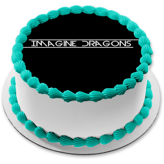 Imagine Dragons Band Name Black and White Edible Cake Topper Image ABPID26860