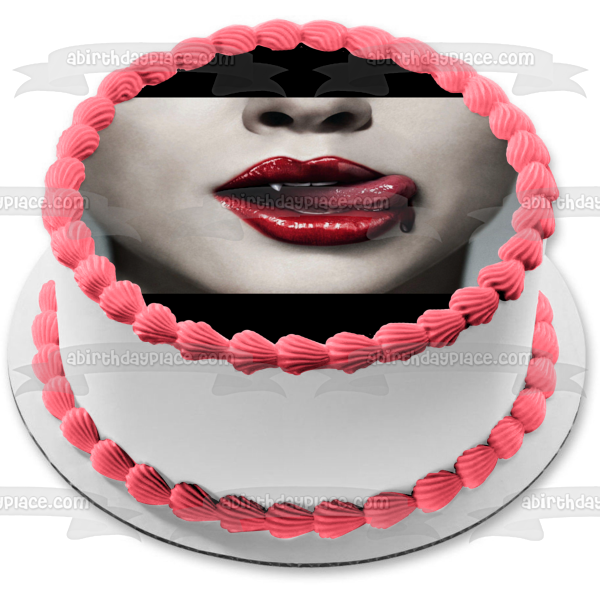 True Blood Season One Cover Fangs Licking Blood Edible Cake Topper Image ABPID27007