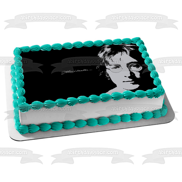 John Lennon Signature Black and White Edible Cake Topper Image ABPID26871