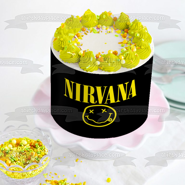 Nirvana Smiley Face Logo Edible Cake Topper Image ABPID26872