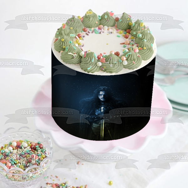 Game of Thrones Winter Has Come Jon Snow Sword Edible Cake Topper Image ABPID26890