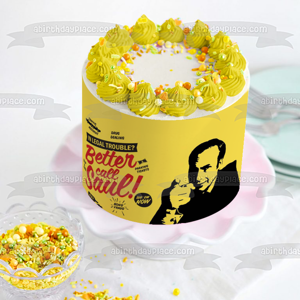 Better Call Saul In Legal Trouble Call Saul Yellow Background Edible Cake Topper Image ABPID27058