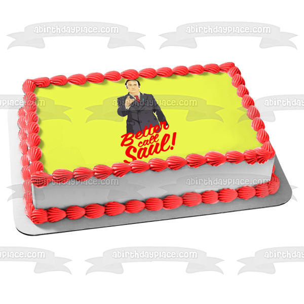 Better Call Saul Cartoon Picture Yellow Background Edible Cake Topper Image ABPID27066