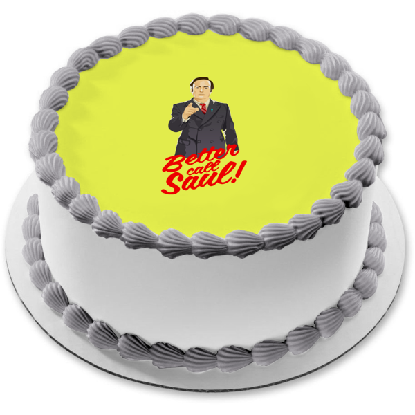 Better Call Saul Cartoon Picture Yellow Background Edible Cake Topper Image ABPID27066