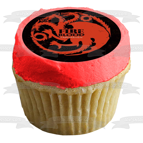 Game of Thrones House Targaryen Emblem Fire and Blood Edible Cake Topper Image ABPID26945
