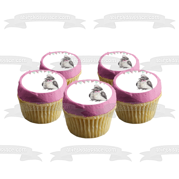 Dapper Party Crow Pastel Illustration Edible Cake Topper Image ABPID56274